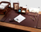 Luxury Brown Leather 8-Pc Desk Set